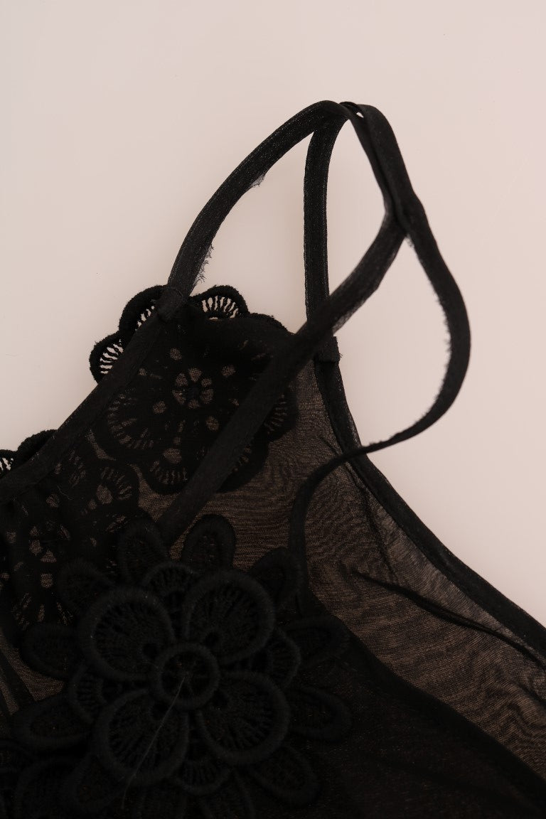 Dolce &amp; Gabbana Robe nuisette en dentelle de soie noire