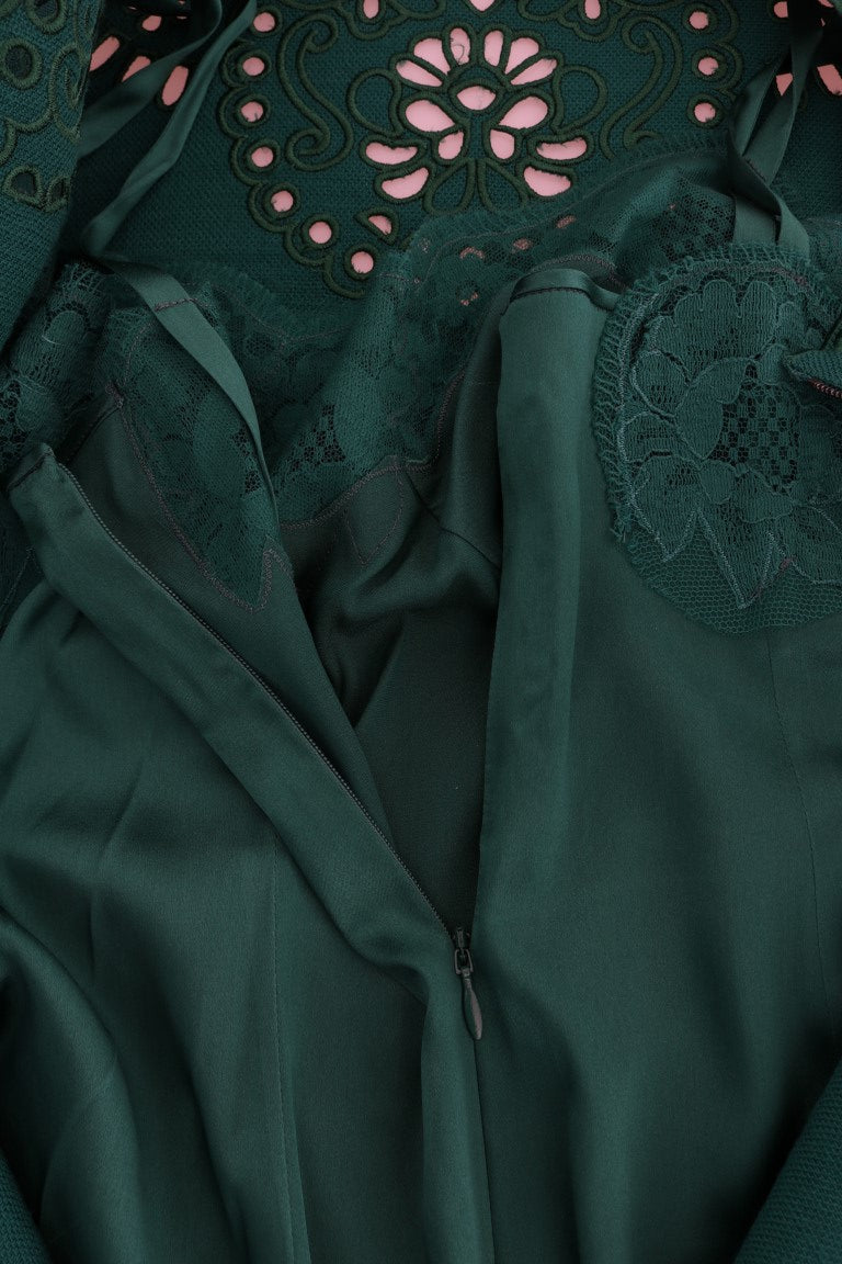 Dolce &amp; Gabbana Robe en laine de soie à découpes florales verte