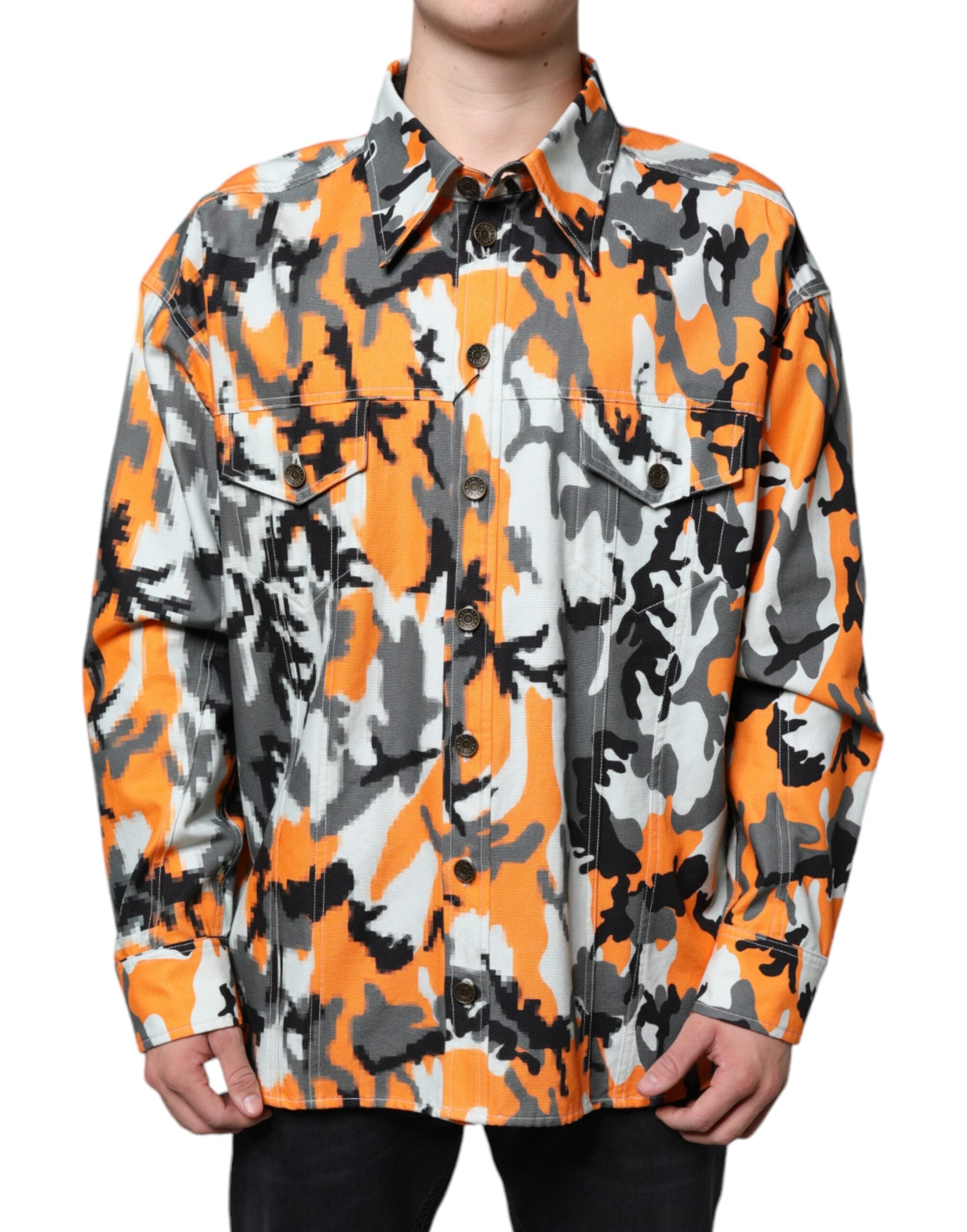 Dolce Gabbana Multicolor Camouflage Cotton Denim Collared Jacket MadFashion designer brands