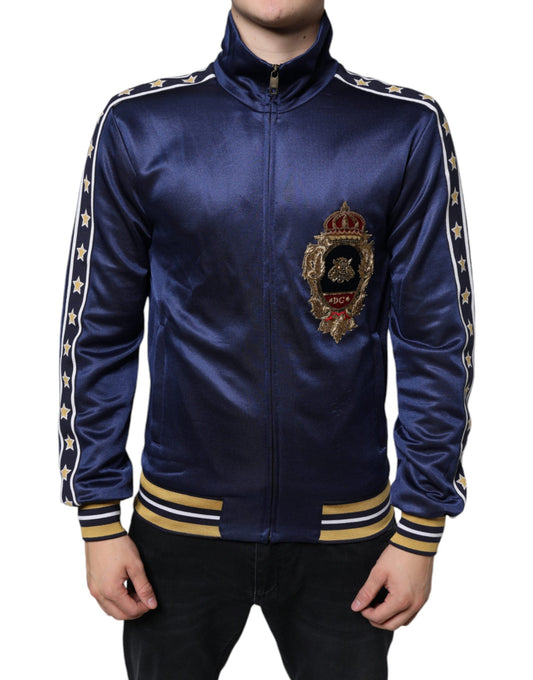 Dolce & Gabbana Blue Heraldic Patch Stripe King Bee Sweater