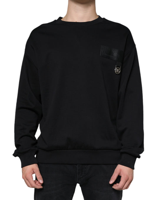 Dolce & Gabbana Black Logo Cotton Long Sleeves Sweatshirt Sweater