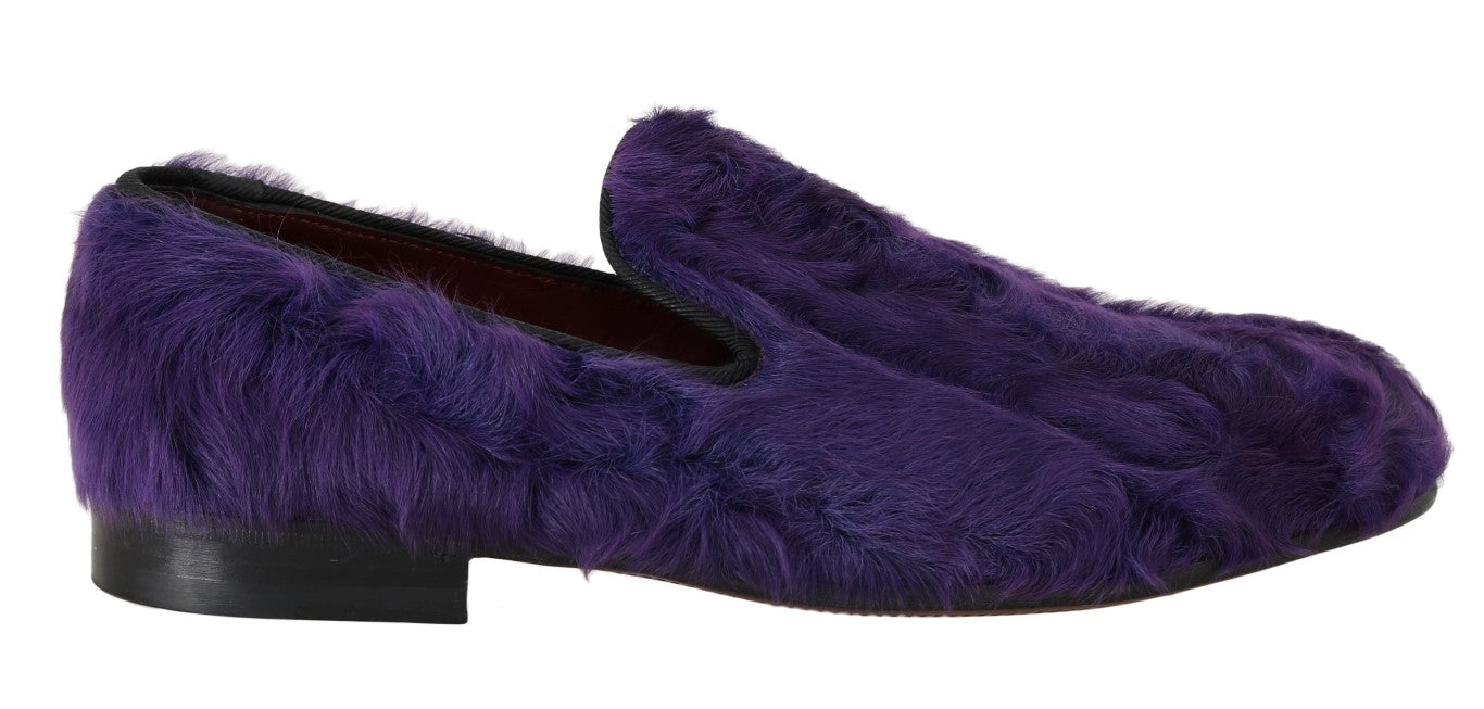 Dolce &amp; Gabbana Mocassins en cuir de fourrure de mouton violet