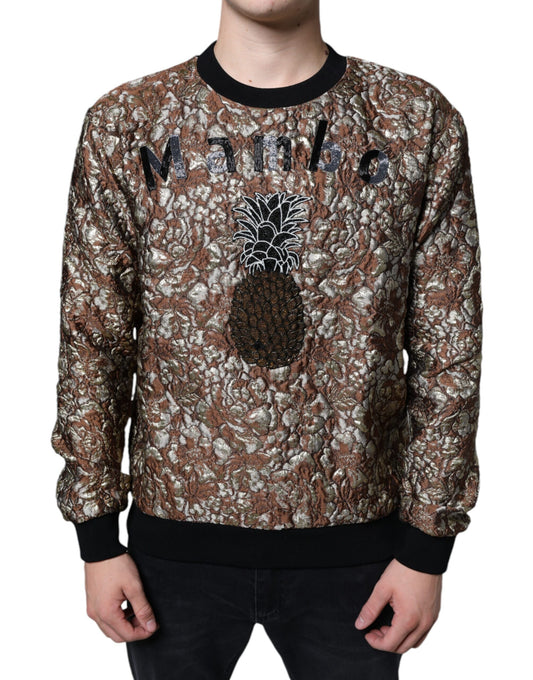 Dolce & Gabbana Brown Jacquard Mambo Pineapple Pullover Sweater