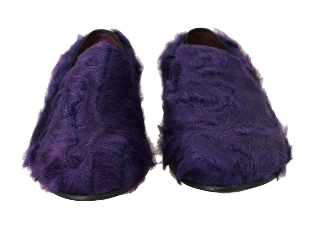 Dolce &amp; Gabbana Mocassins en cuir de fourrure de mouton violet