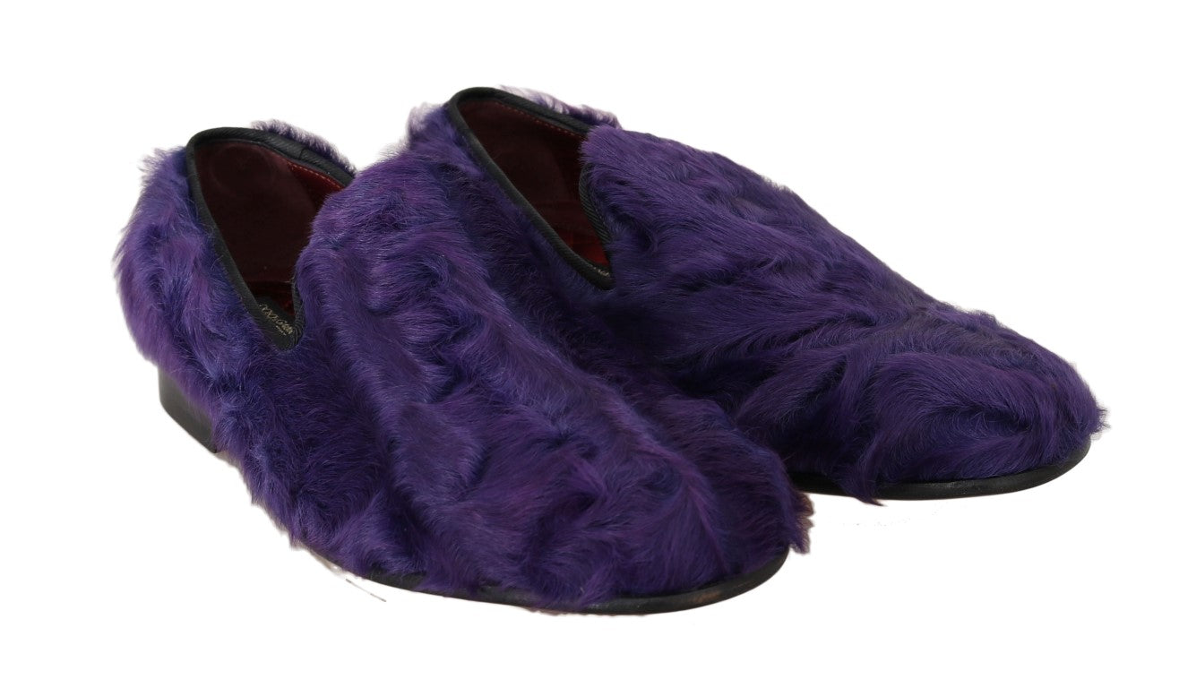 Dolce &amp; Gabbana Mocassins en cuir de fourrure de mouton violet