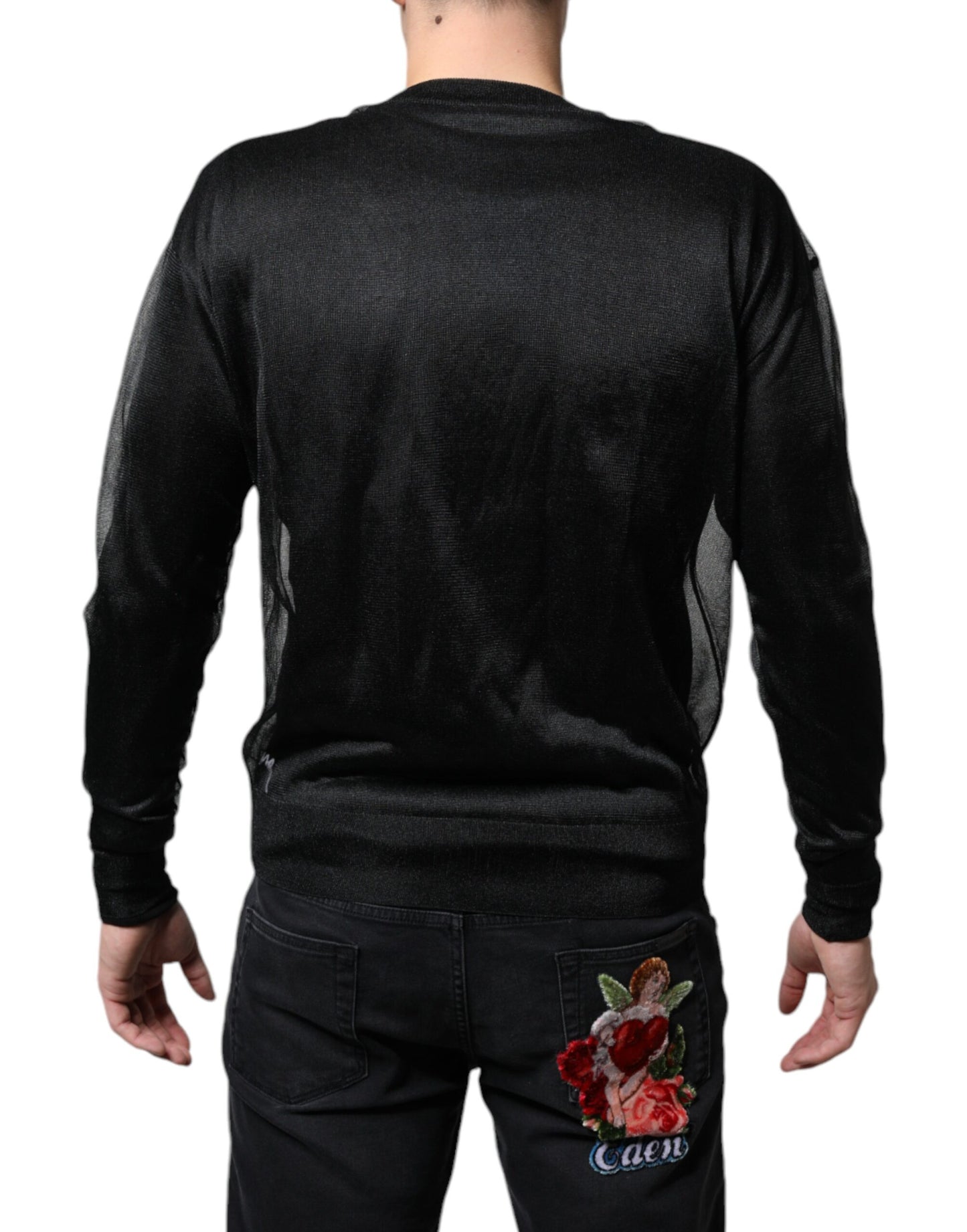 Dolce & Gabbana Black Polyester Pullover Sweatshirt Sweater