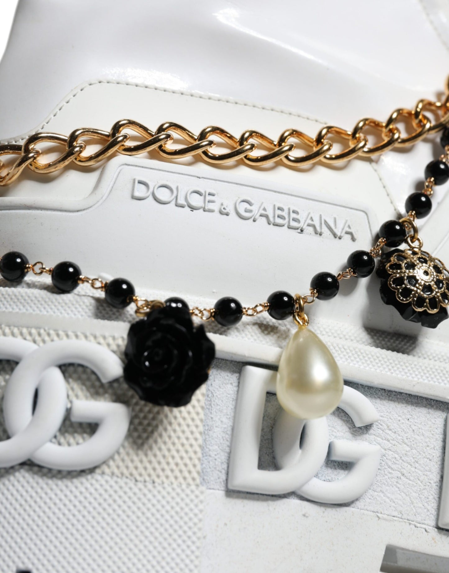 Dolce & Gabbana White Rubber Embellished Logo Ankle Boots Shoes