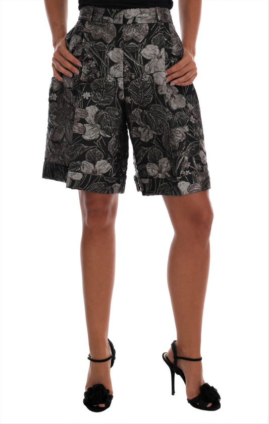 Dolce &amp; Gabbana Short taille haute en brocart fleuri gris