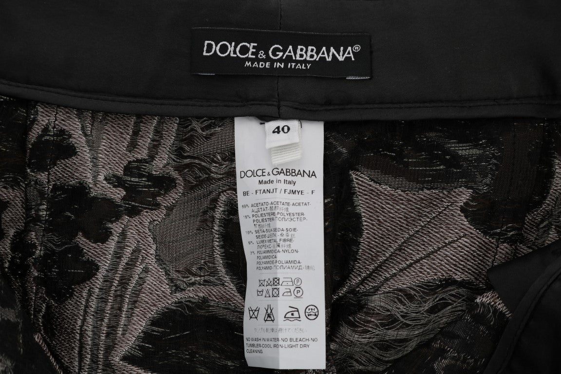 Dolce &amp; Gabbana Short taille haute en brocart fleuri gris