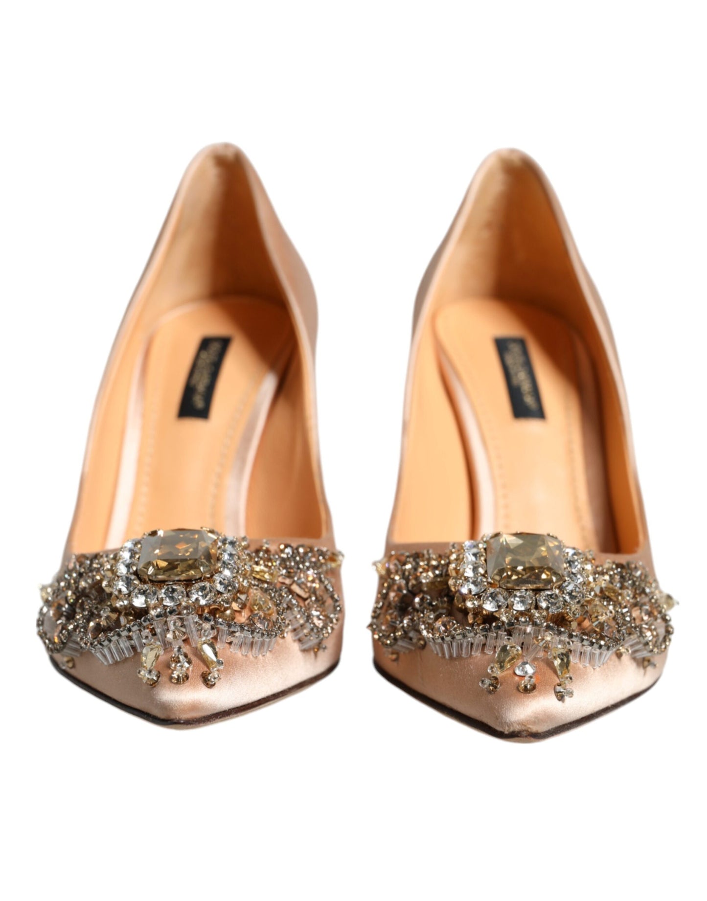 Dolce & Gabbana Beige Satin Crystal High Heels Pumps Shoes