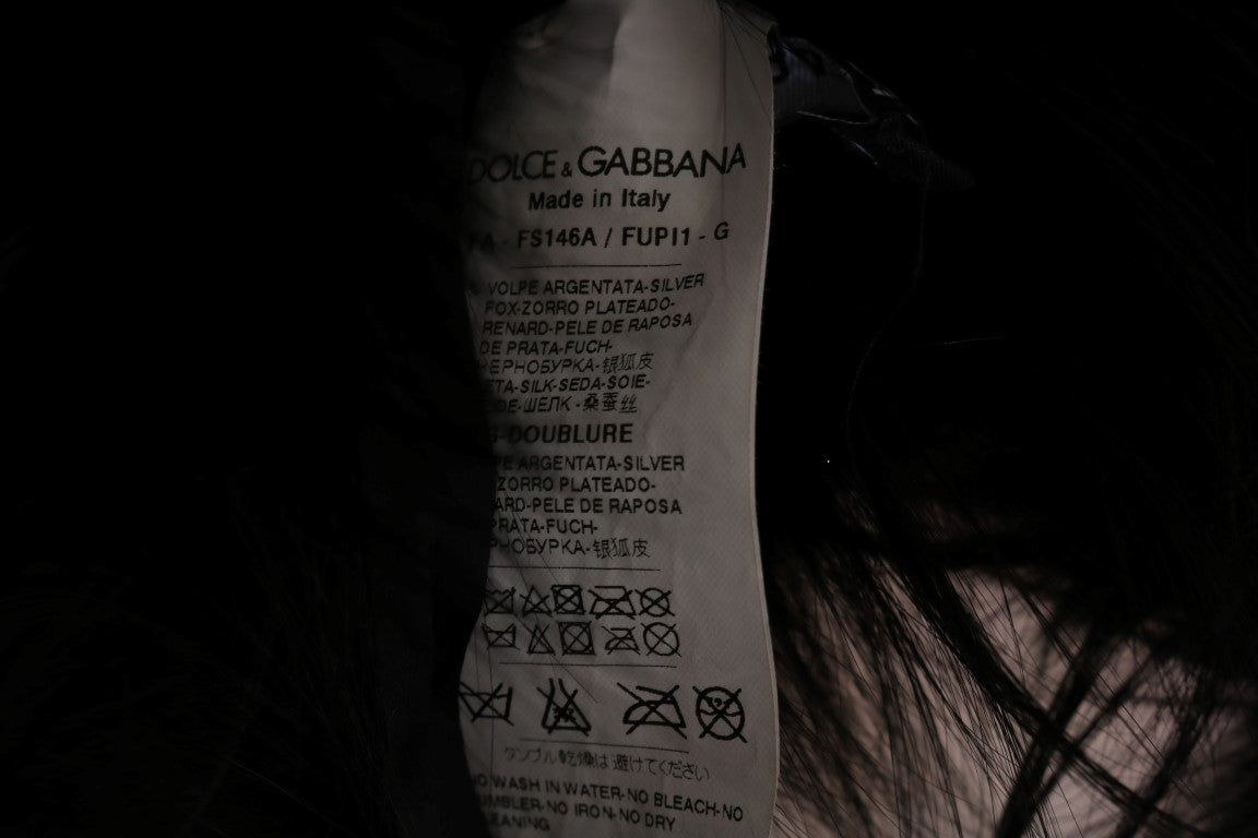 Dolce &amp; Gabbana Schal aus schwarzem Silberfuchspelz