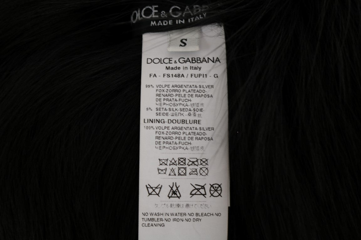 Dolce &amp; Gabbana Schal aus schwarzem Silberfuchspelz