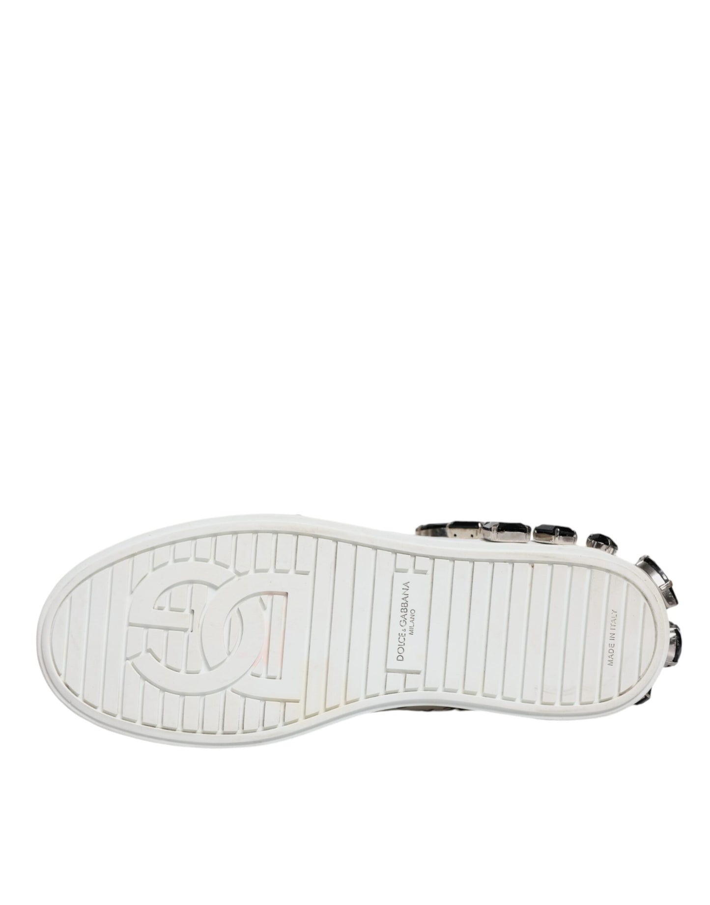 Dolce & Gabbana White Crystal Portofino Low Top Sneaker Shoes