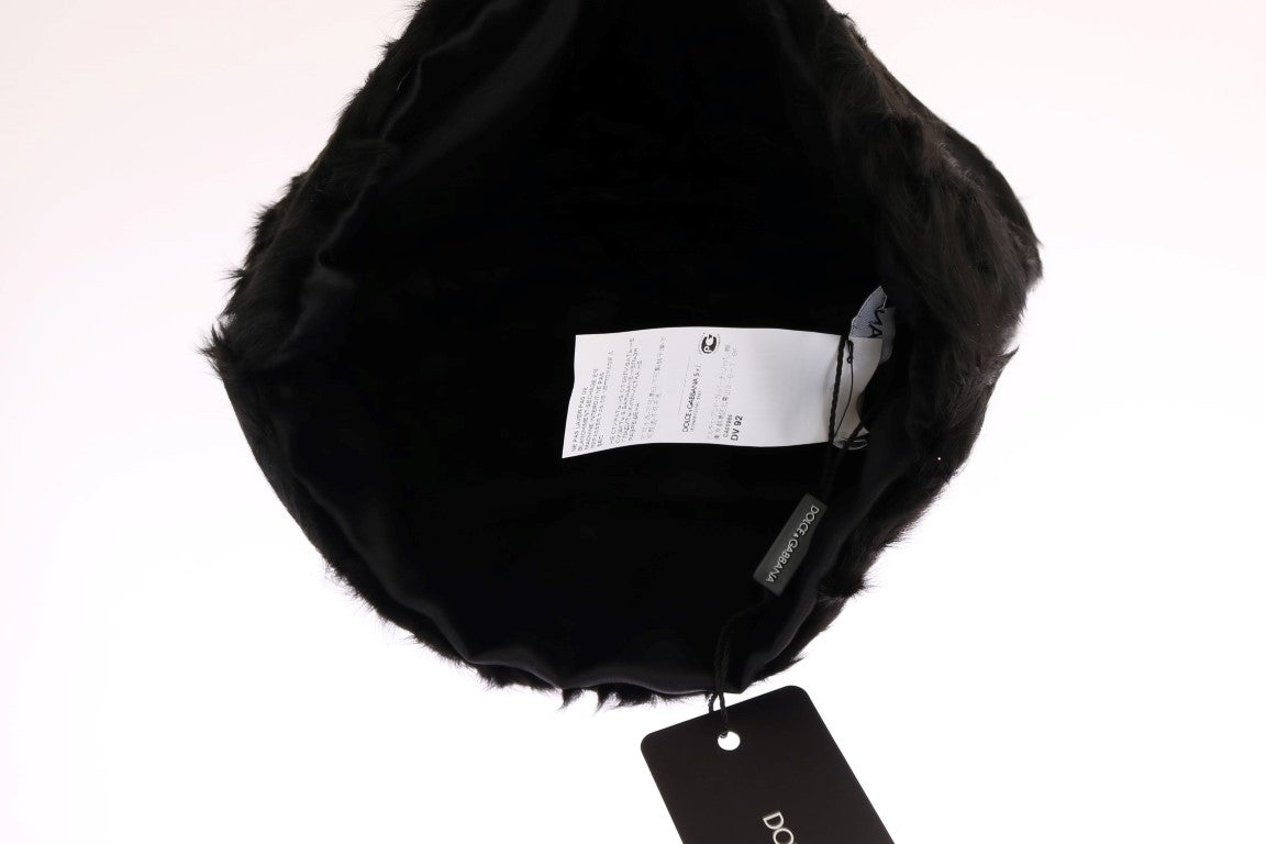 Dolce &amp; Gabbana Bonnet en fourrure d'agneau noir Xiangao