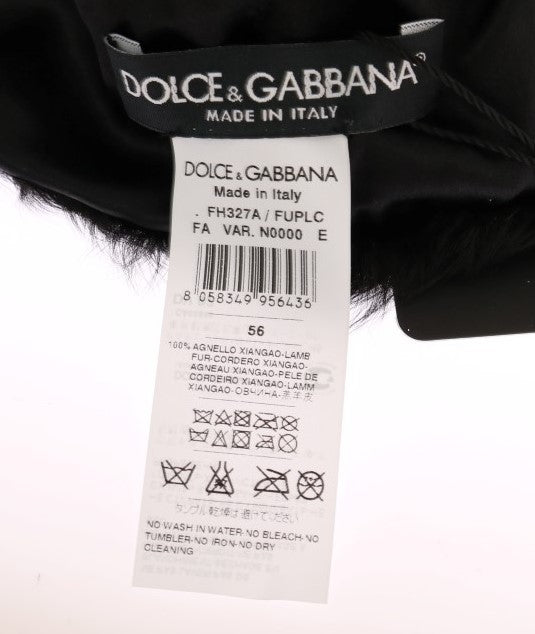 Dolce &amp; Gabbana Bonnet en fourrure d'agneau noir Xiangao