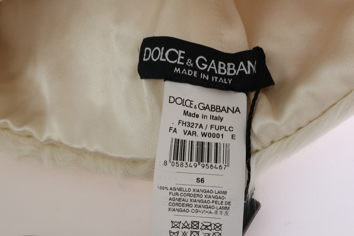 Dolce &amp; Gabbana Bonnet en fourrure d'agneau Xiangao blanc