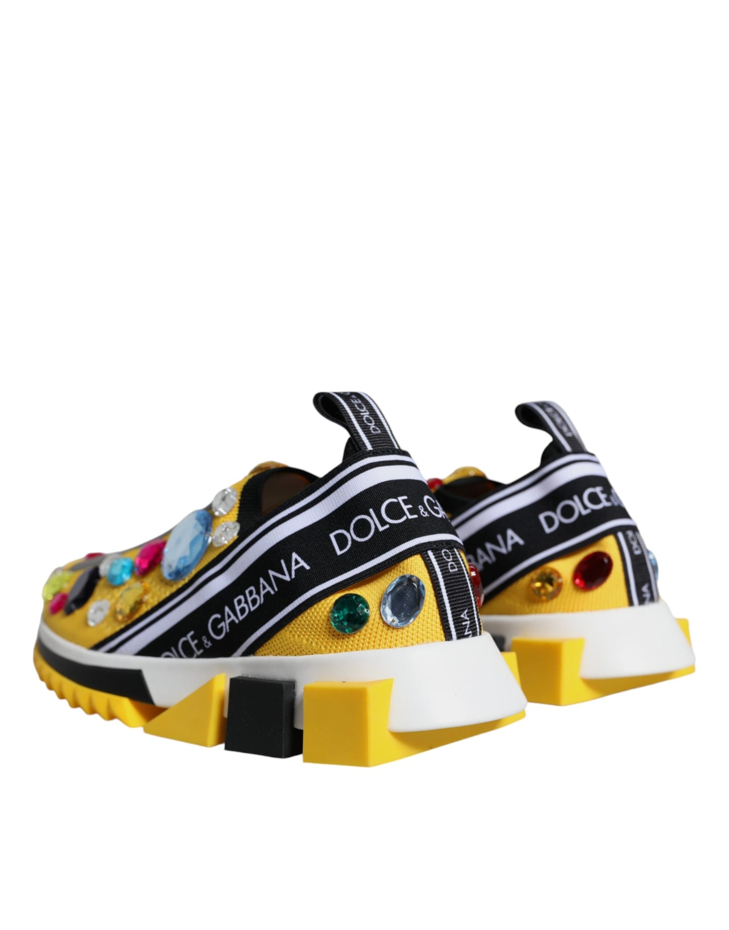 Dolce & Gabbana Yellow Sorrento Crystals Low Top Sneakers Shoes