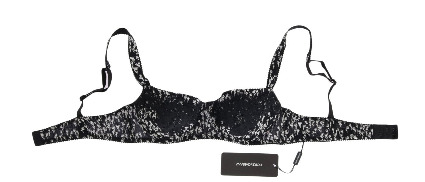 Dolce &amp; Gabbana Soutien-gorge sous-vêtements extensibles en dentelle blanche et soie noire