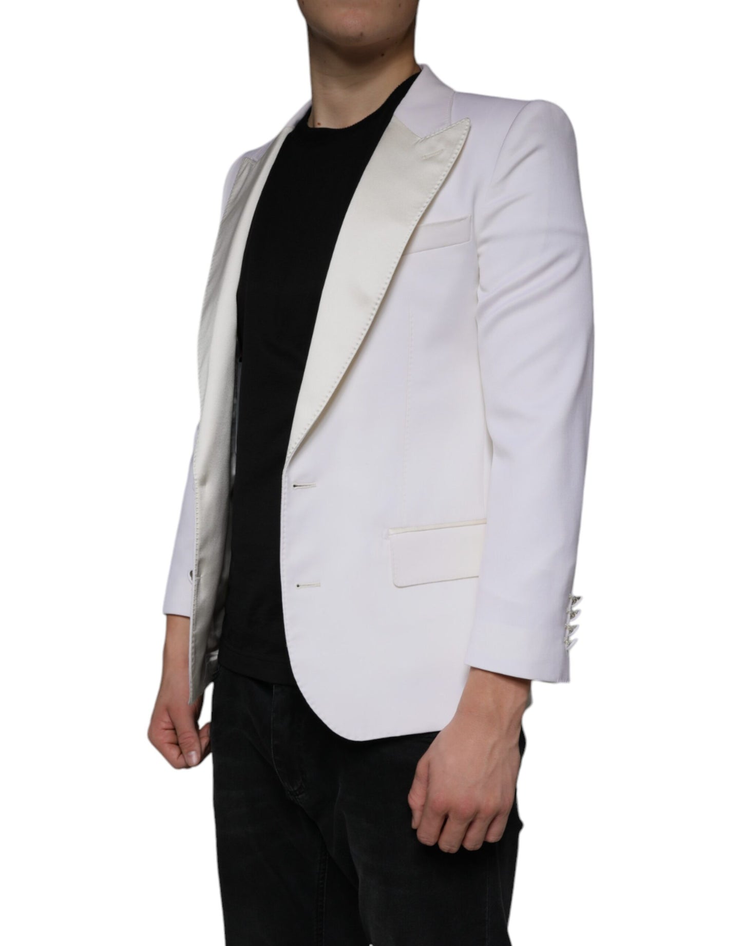 Dolce & Gabbana Off White Wool Single Breasted Dress Blazer