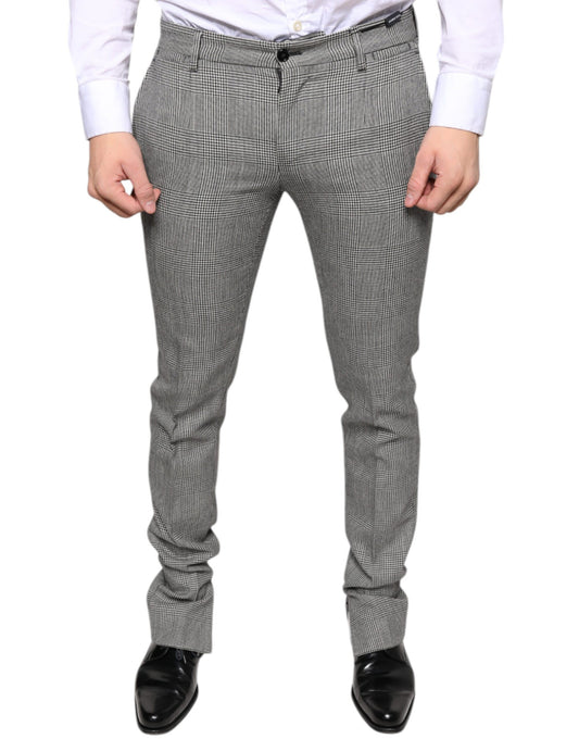 Dolce & Gabbana Gray Check Tartan Wool Skinny Pants