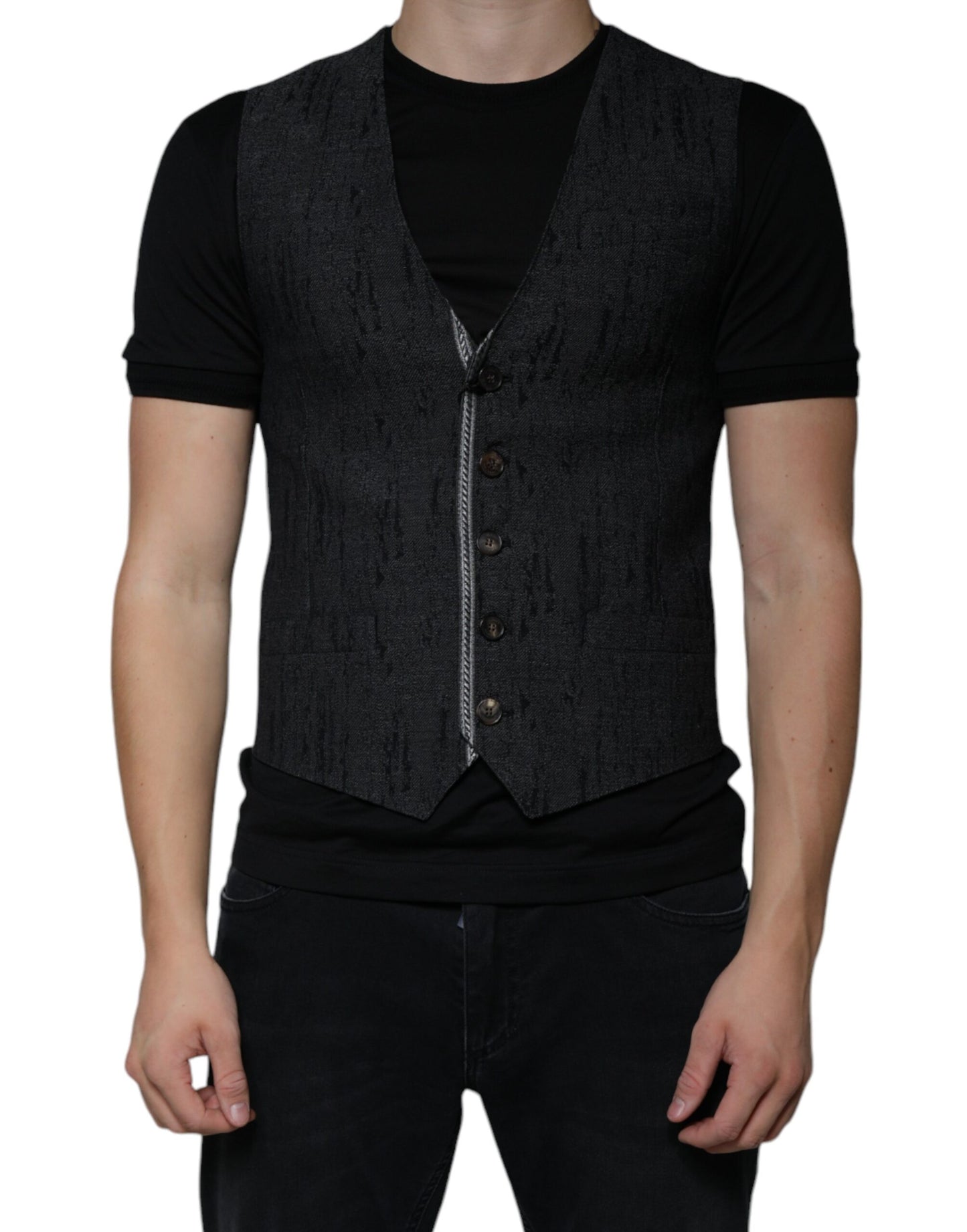 Dolce & Gabbana Black Wool Sleeveless Dress Waistcoat Vest