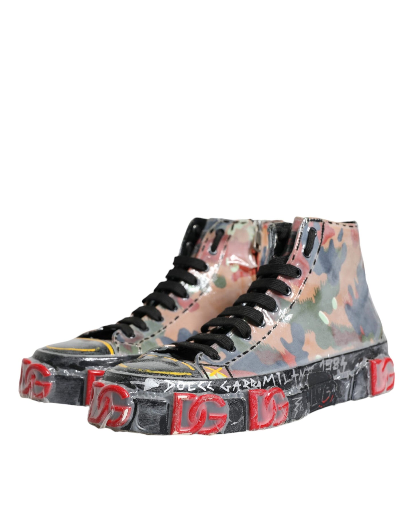 Dolce & Gabbana Multicolor Camouflage High Top Sneakers Shoes