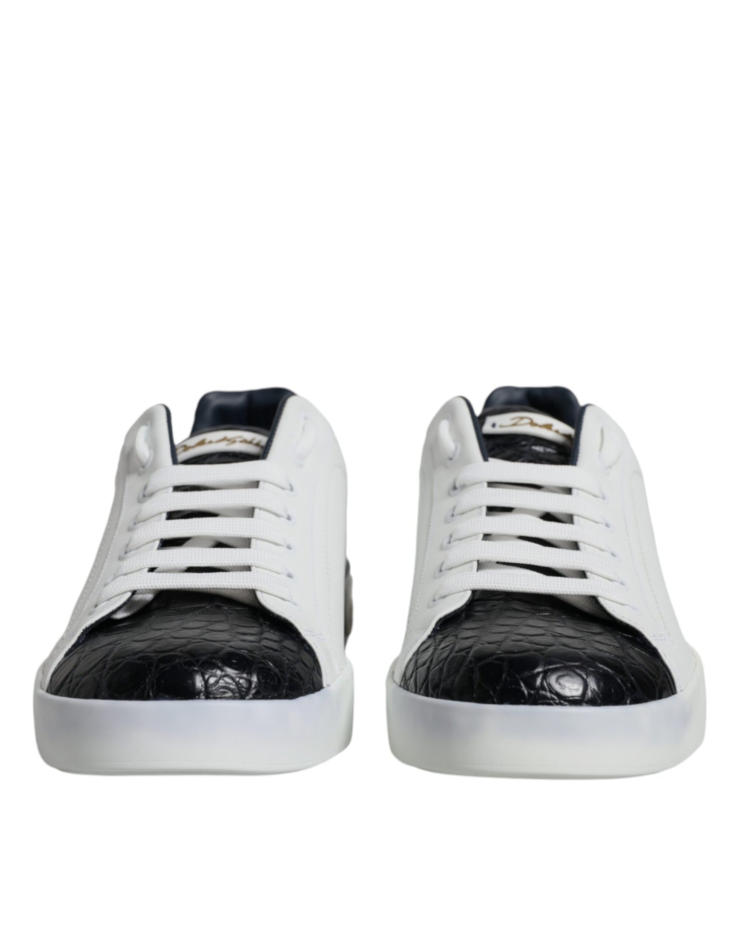 Dolce & Gabbana White Leather Logo Portofino Sneaker Shoes