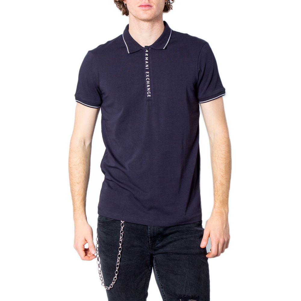 Armani Exchange Blue Cotton Polo Shirt