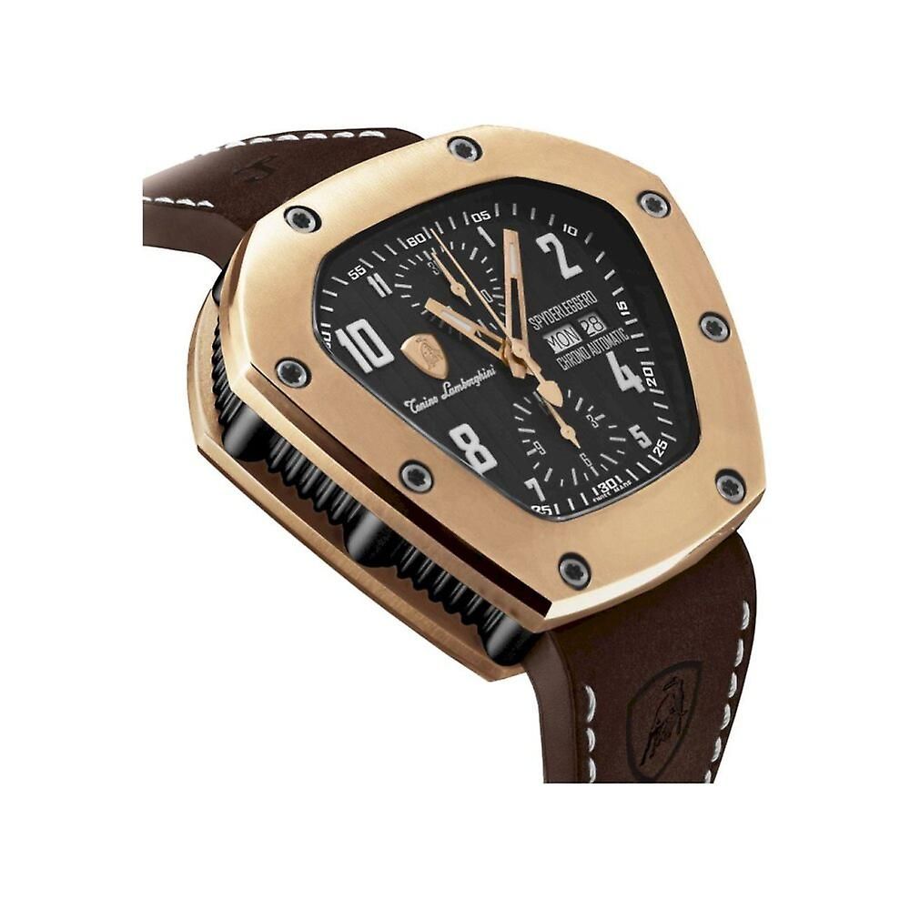 Lamborghini Black Leather Watch