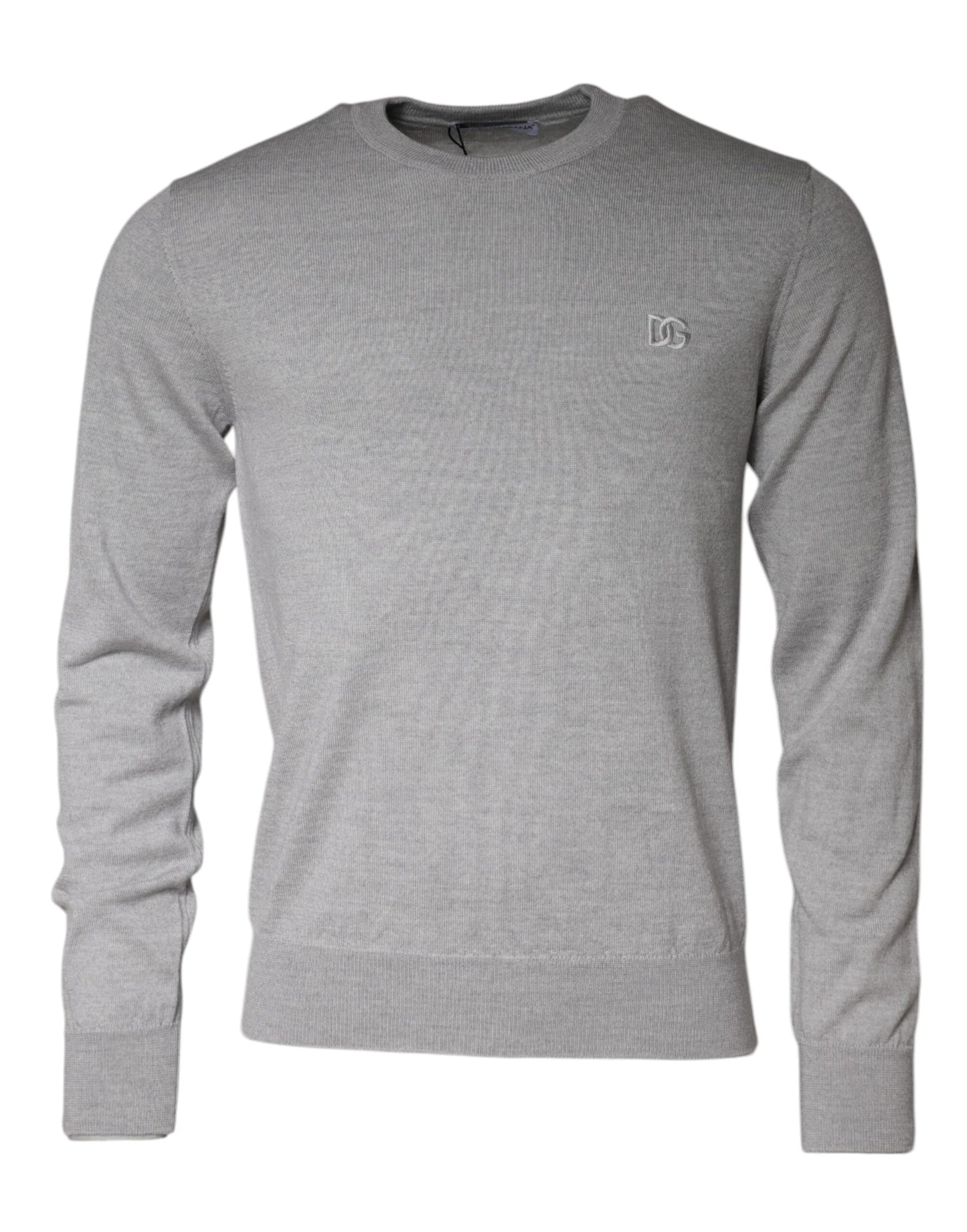 Dolce & Gabbana Light Gray Wool Crew Neck Pullover Sweater