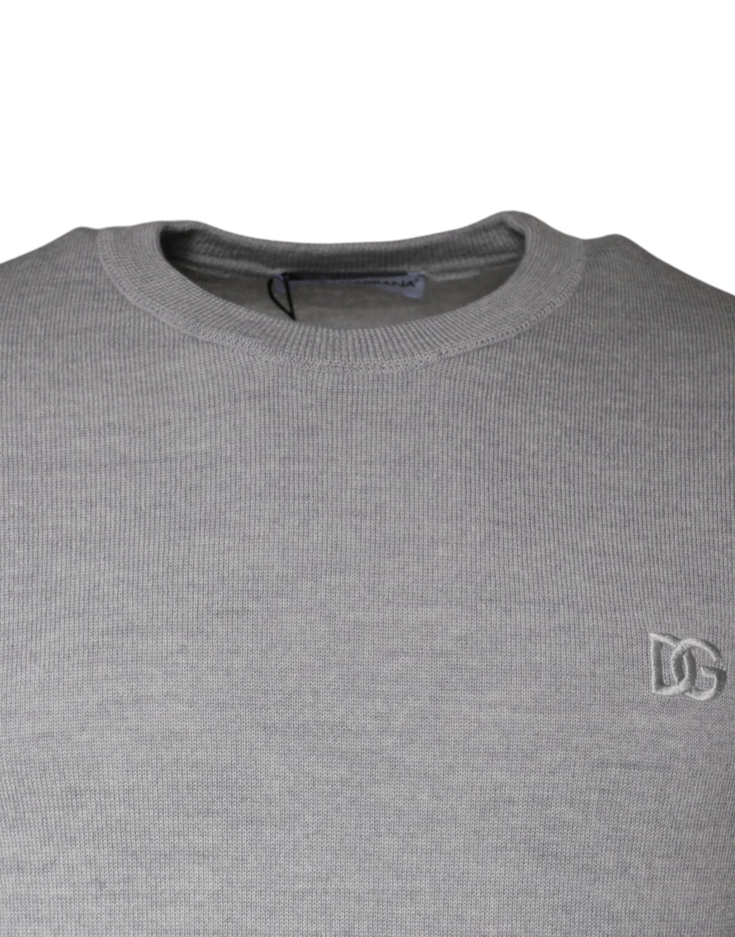 Dolce & Gabbana Light Gray Wool Crew Neck Pullover Sweater