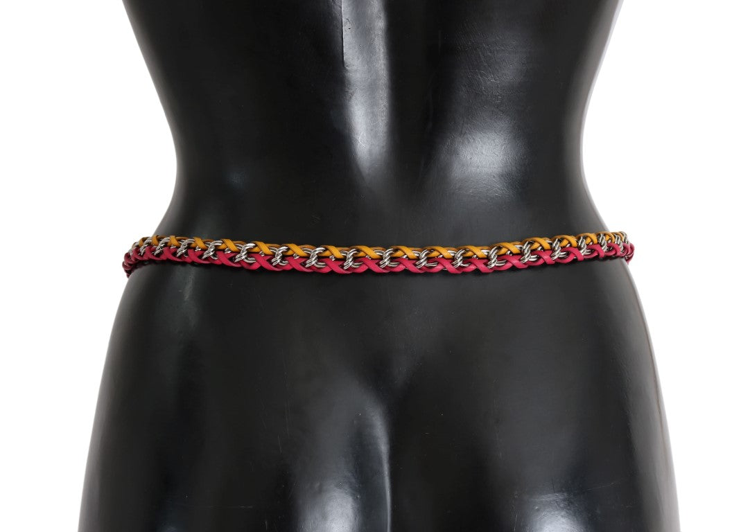 Dolce &amp; Gabbana Ceinture en cristal en cuir jaune rouge