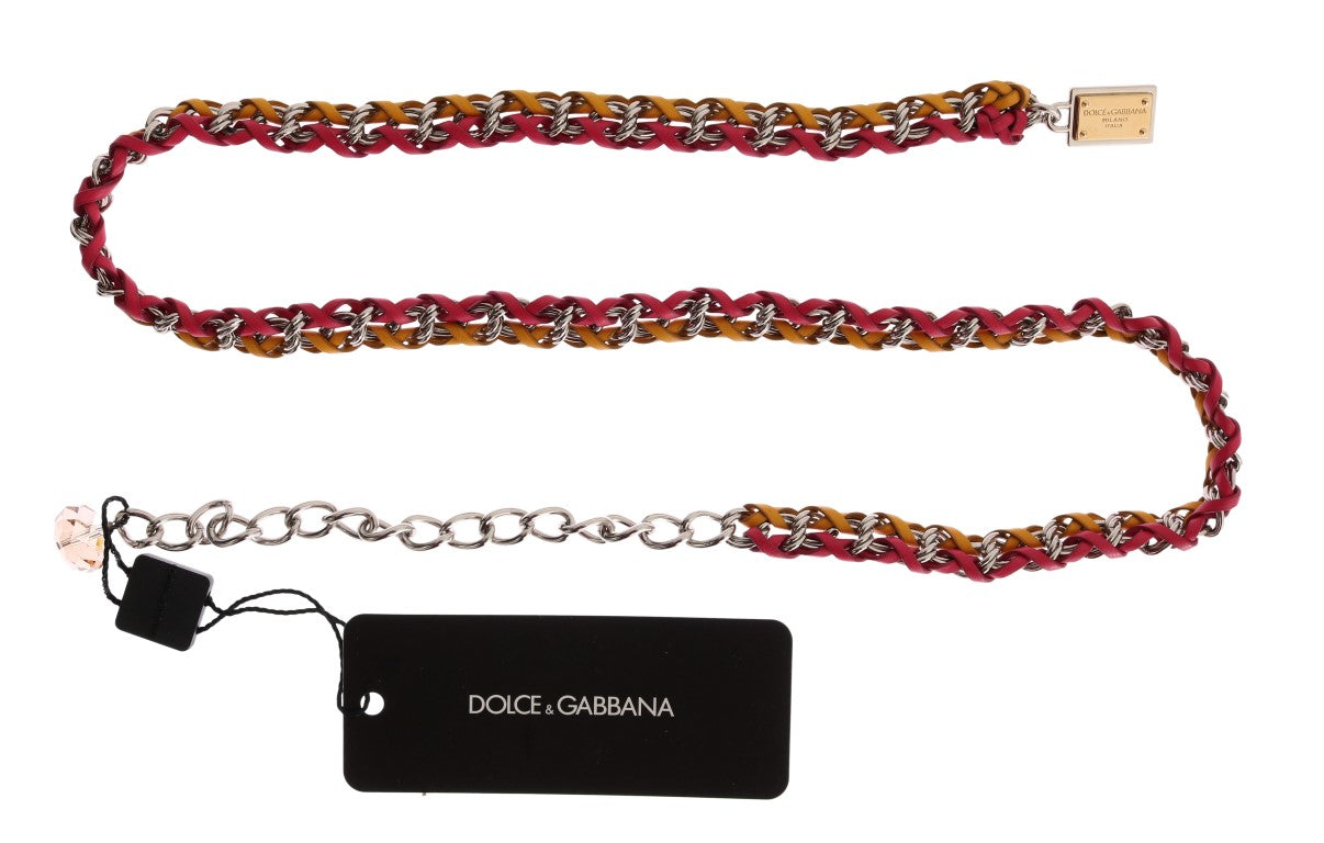 Dolce &amp; Gabbana Ceinture en cristal en cuir jaune rouge