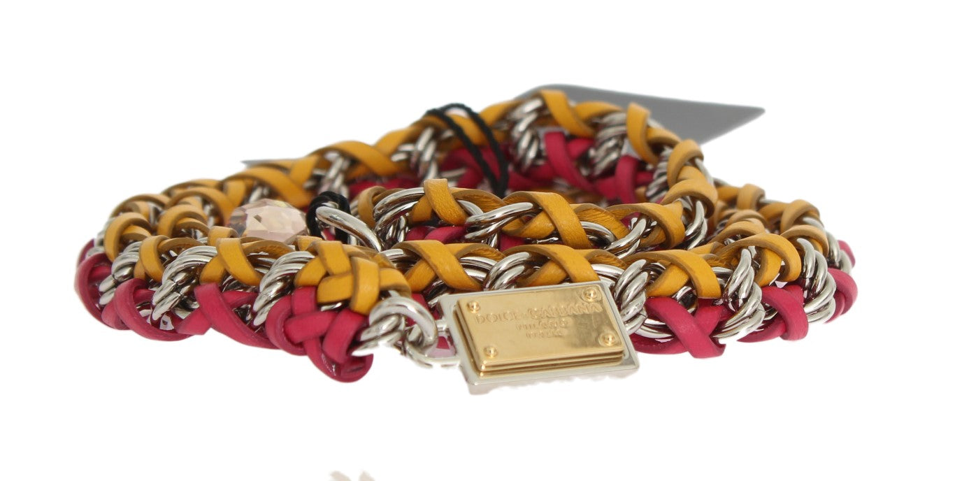 Dolce &amp; Gabbana Ceinture en cristal en cuir jaune rouge