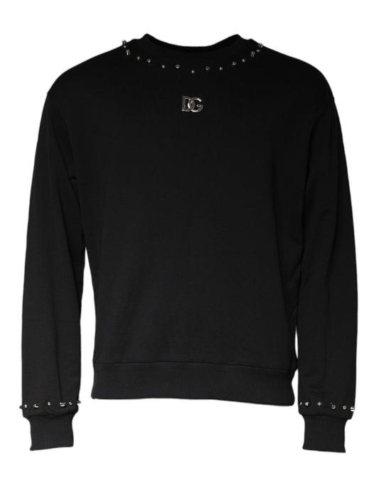 Dolce & Gabbana Black Logo Stud Pullover Sweatshirt Sweater