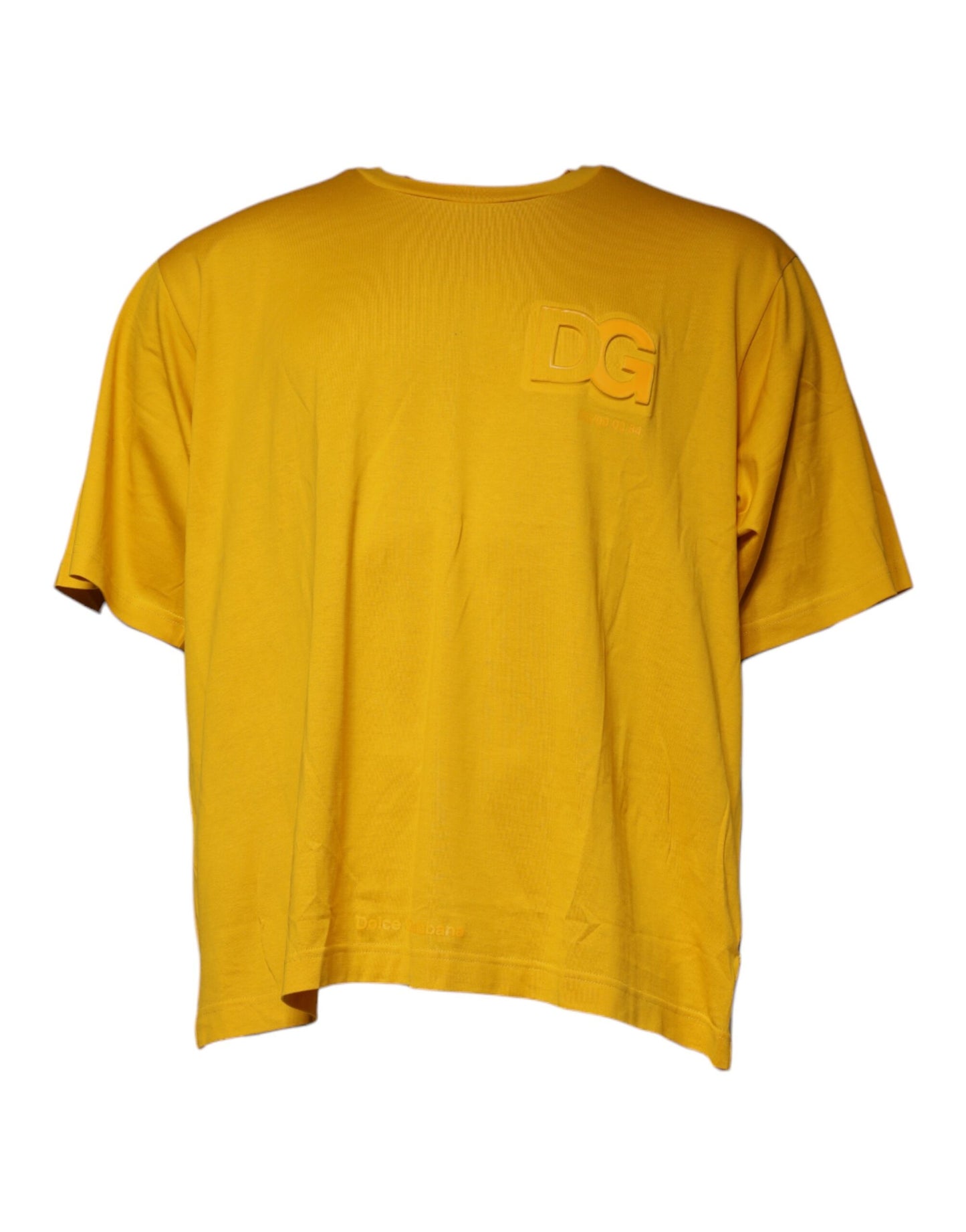 Dolce & Gabbana Mustard Embossed Logo Crew Neck T-shirt