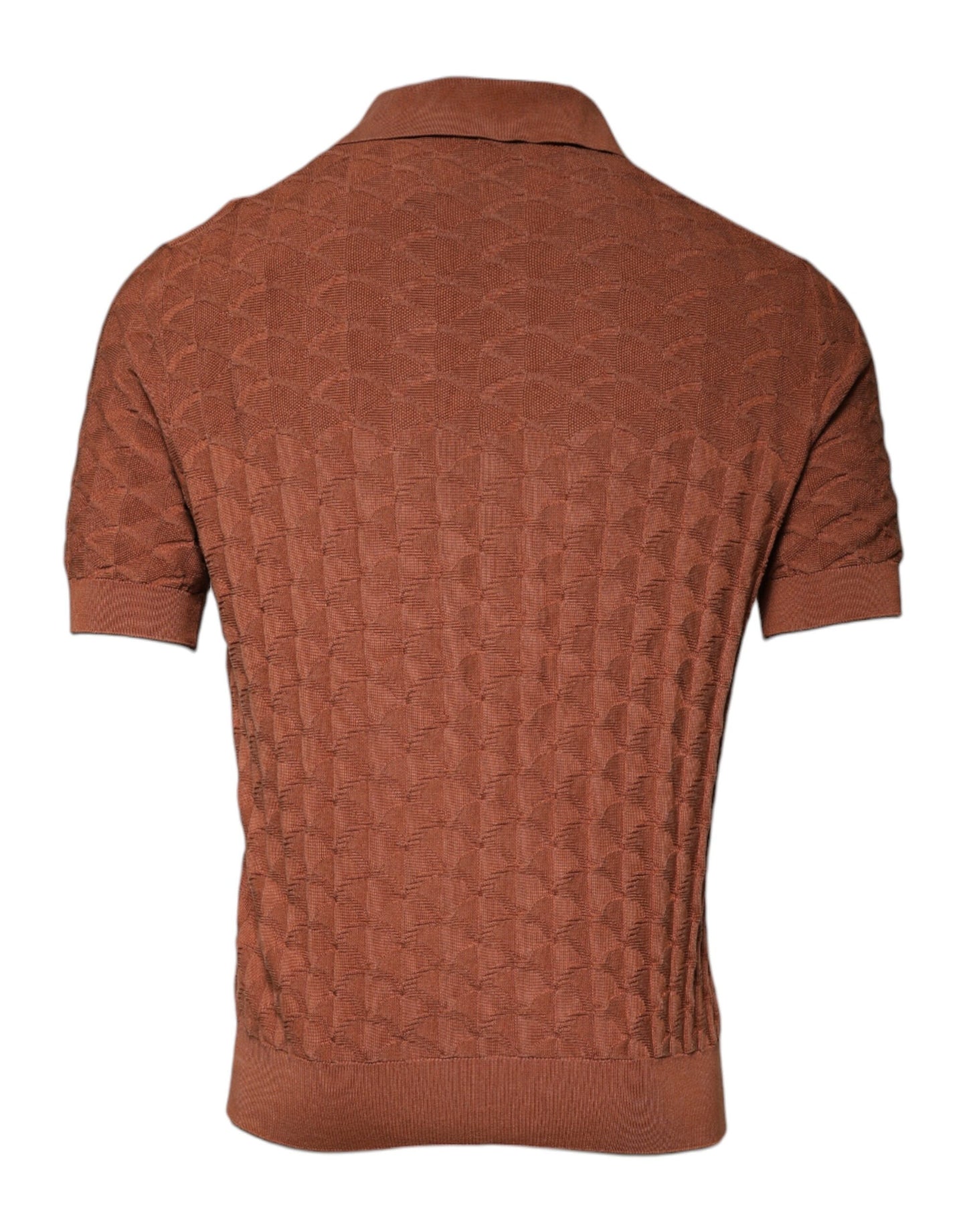 Dolce & Gabbana Brown Silk Collared Short Sleeves T-shirt