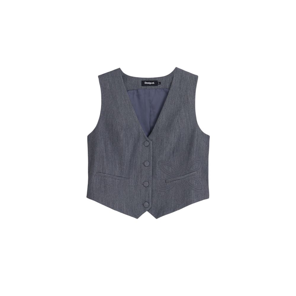 Desigual Gray Polyester Vest