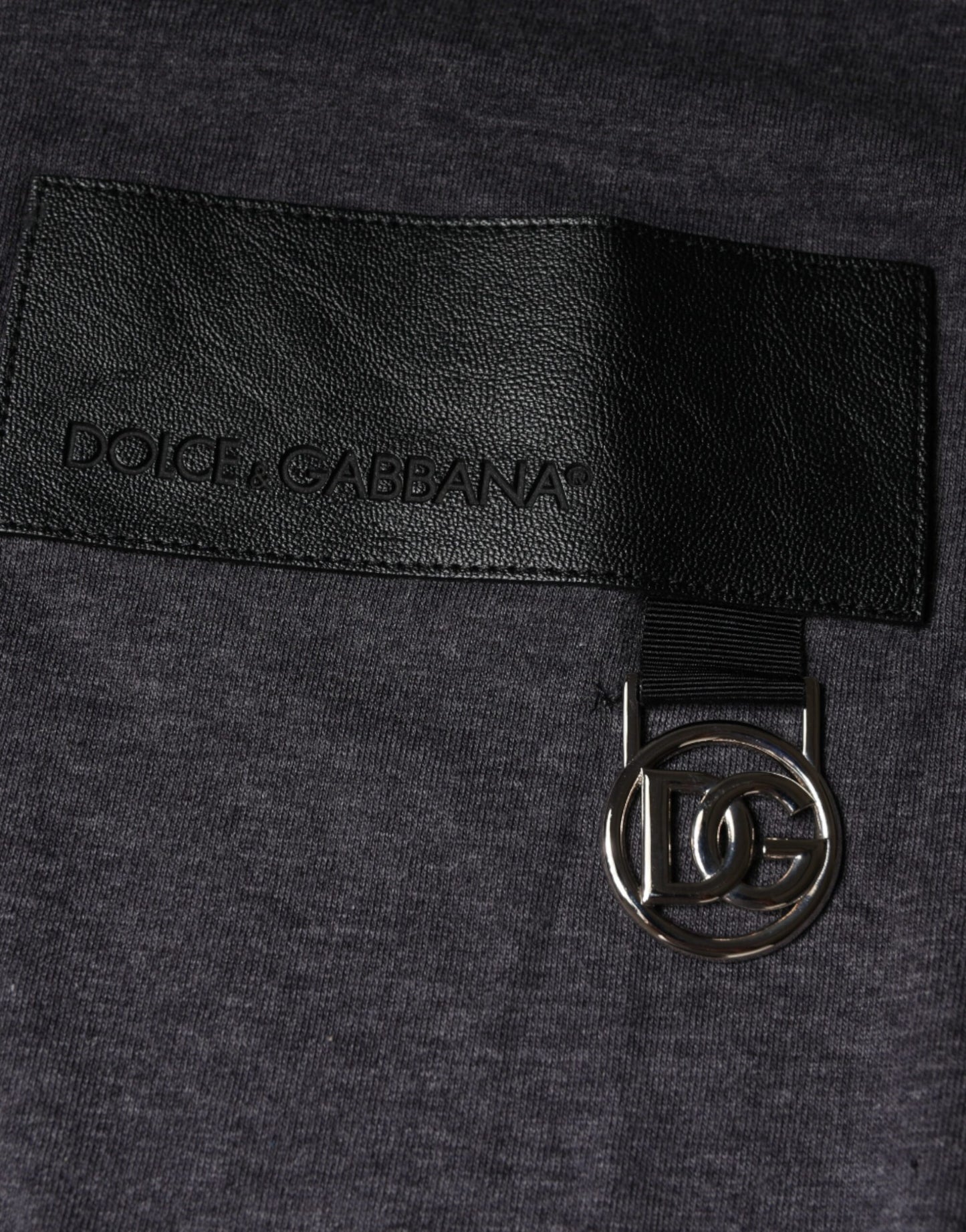 Dolce & Gabbana Gray Logo Patch Cotton Crew Neck T-shirt