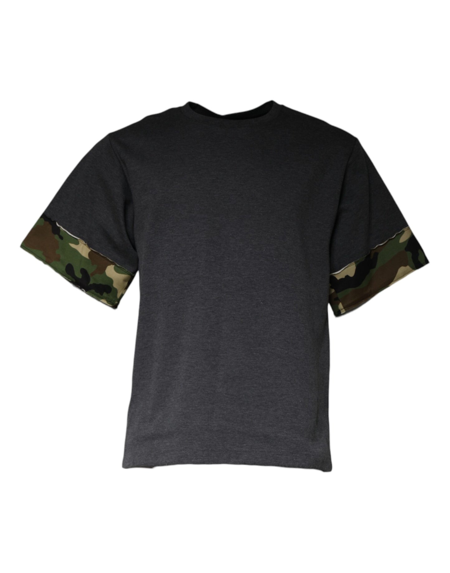 Dolce & Gabbana Dark Gray Camouflage Crew Neck T-shirt