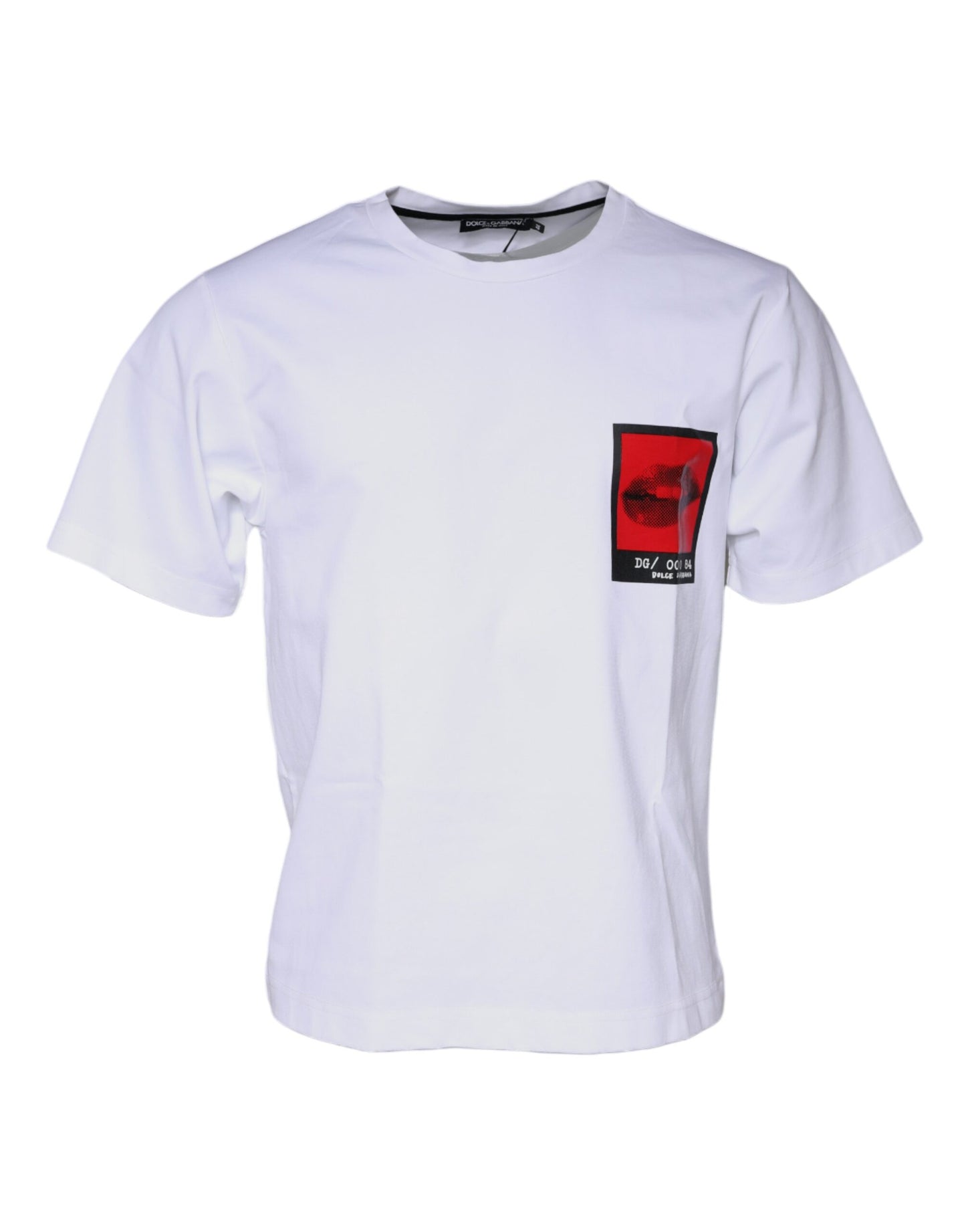 Dolce & Gabbana White Red Lips Print Cotton T-shirt