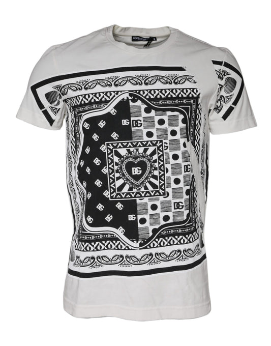 Dolce & Gabbana White Bandana Print Cotton Short Sleeves T-shirt