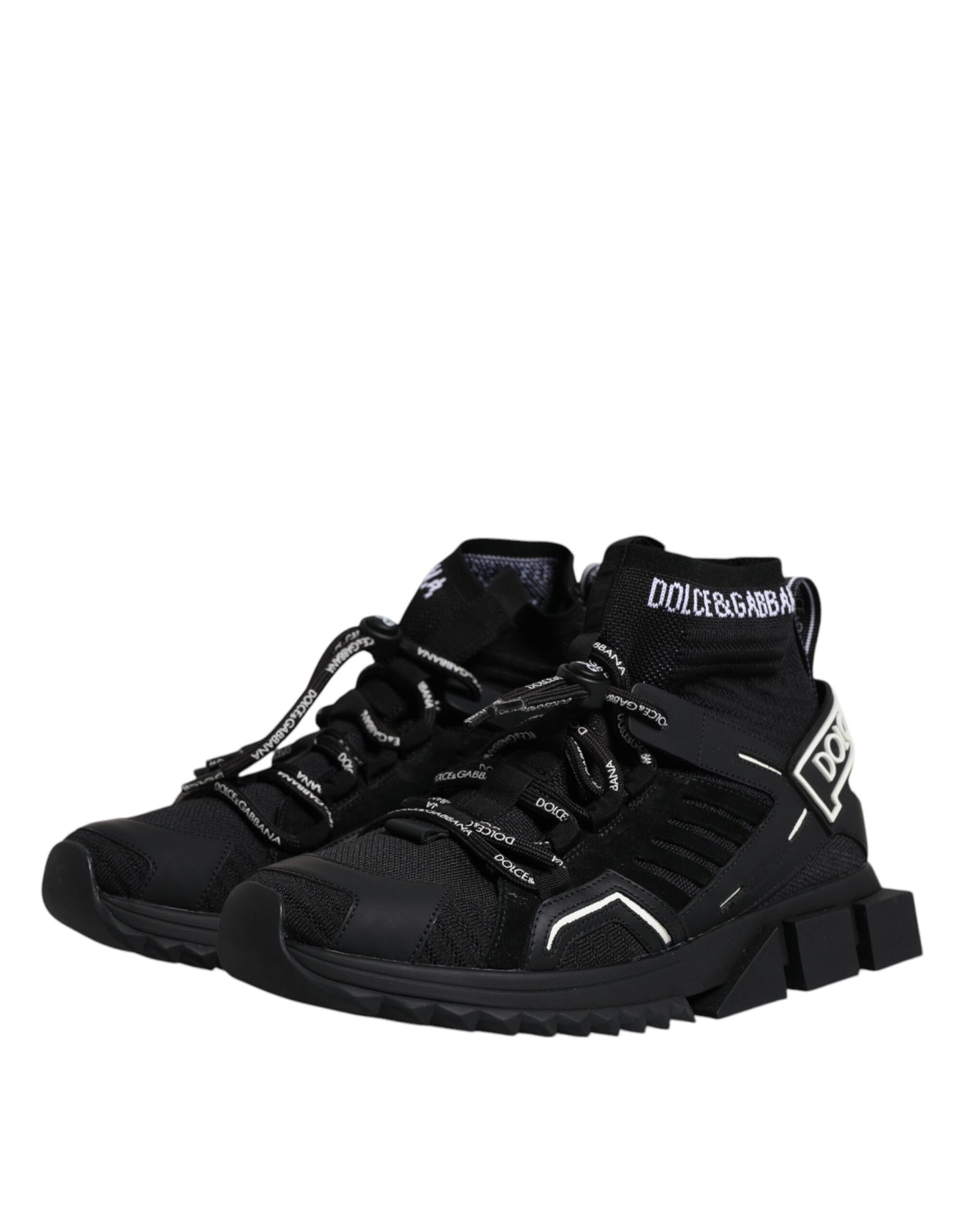 Dolce & Gabbana Black Sorrento Logo Men Sneakers Socks Shoes