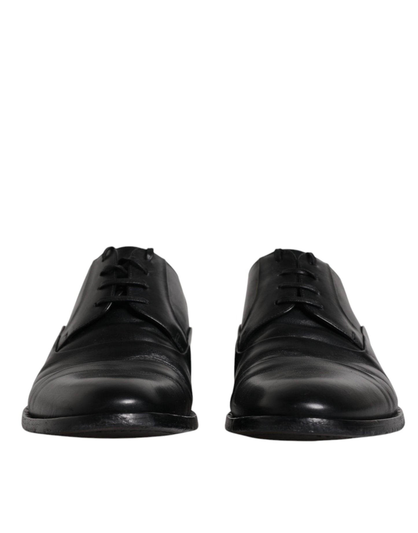 Dolce & Gabbana Black Leather Lace Up Men Derby Formal Shoes