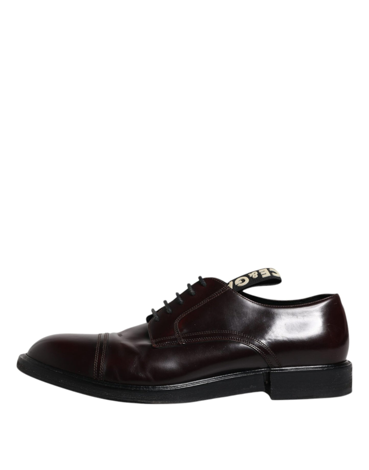 Dolce & Gabbana Bordeaux Leather Derby Formal Dress Shoes