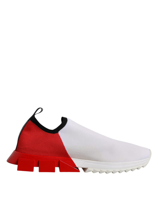 Dolce & Gabbana White Red Low Top Sorrento Men Sneaker Shoes