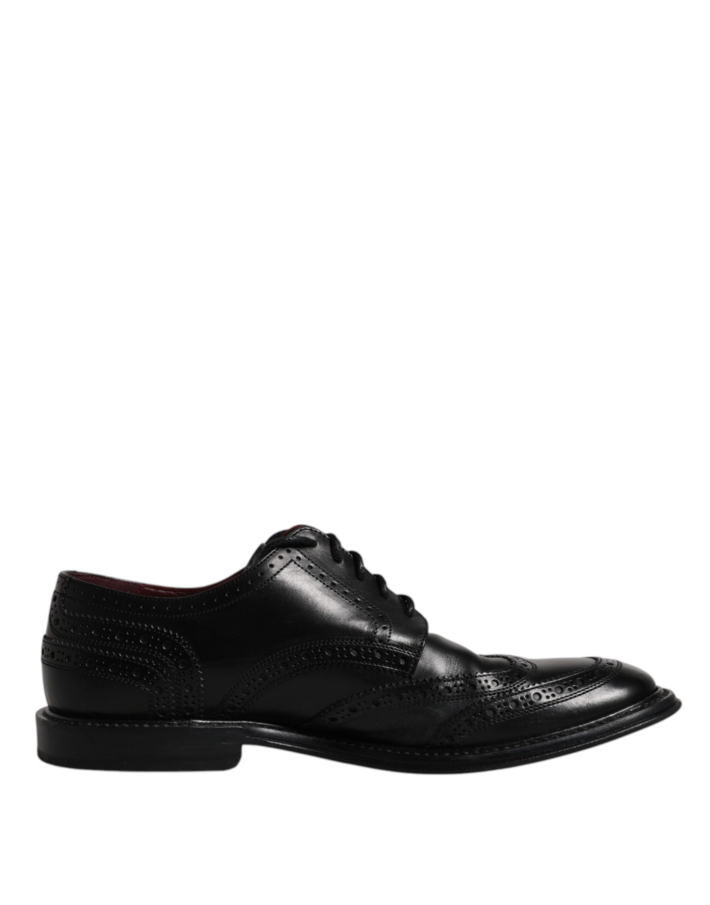 Dolce & Gabbana Black Leather Derby Wingtip Formal Shoes