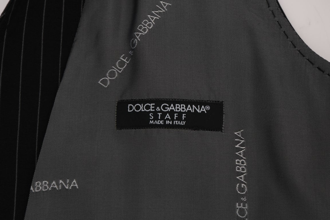 Dolce &amp; Gabbana Gilet rayé en coton noir STAFF