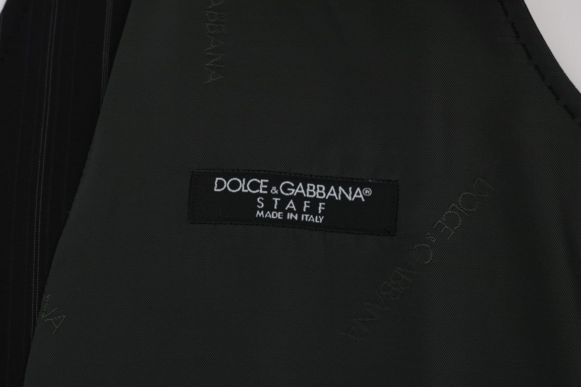 Dolce &amp; Gabbana Schwarze gestreifte Weste aus STAFF-Baumwolle