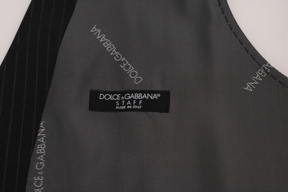 Dolce &amp; Gabbana Graue STAFF gestreifte Weste aus Baumwolle